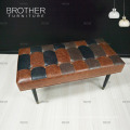 Antique Creative Fitting Room Shoes Changing Stool Wooden Leather Sofa Bench